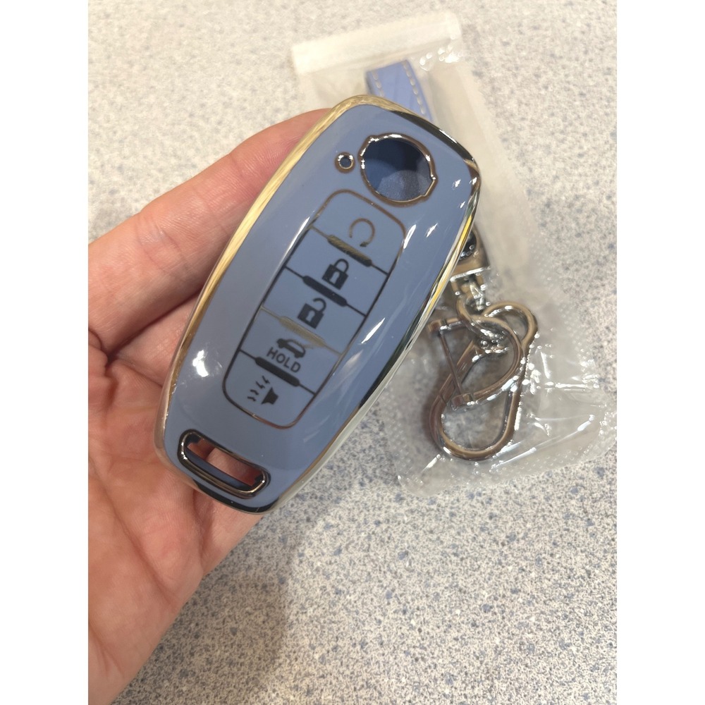 Blue Key Fob Cover Case for Nissan Pathfinder Rogue Kicks 5 Button Remote - Picture 8 of 9